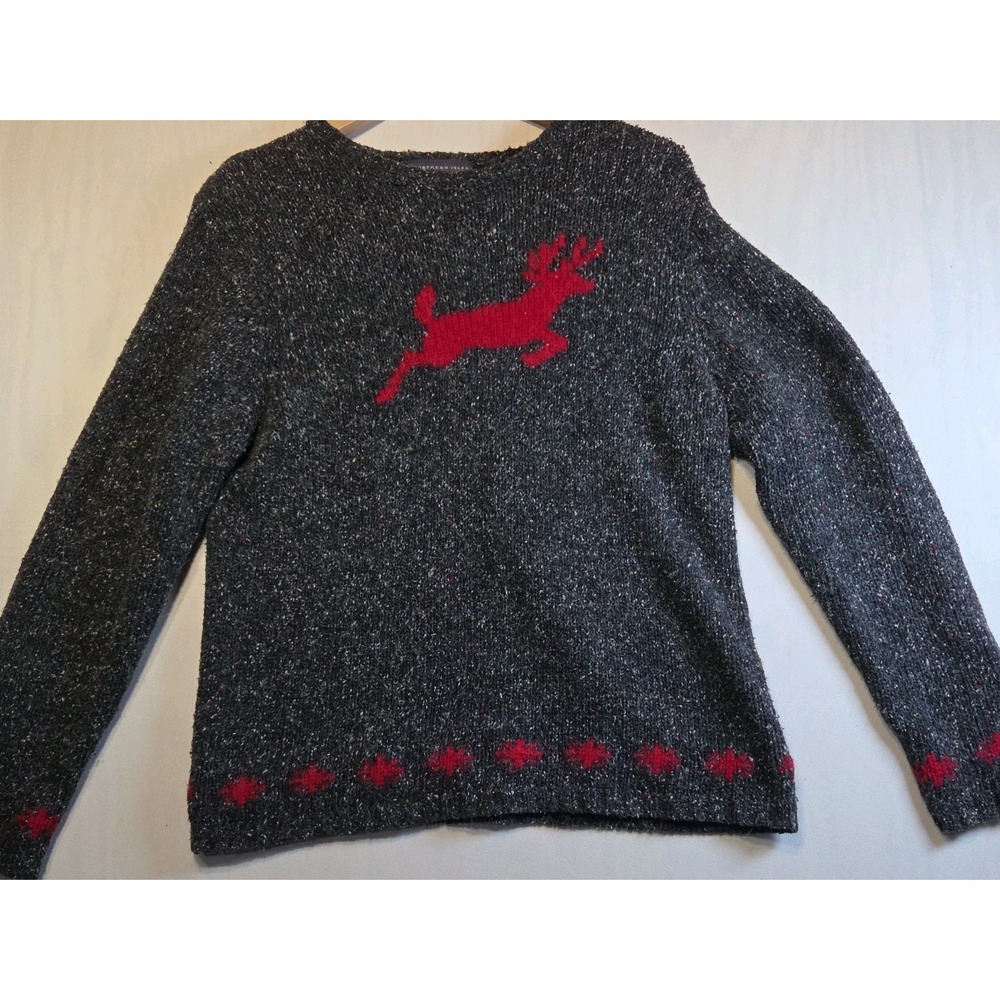 Vintage 90s Northern Isles Reindeer Sweater Womens M Christmas Nordic Wool Blend